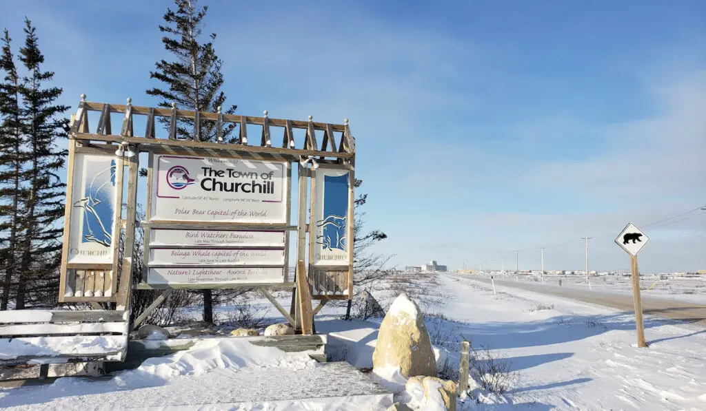 Welcome sign for Churchill, Manitoba, Canada 