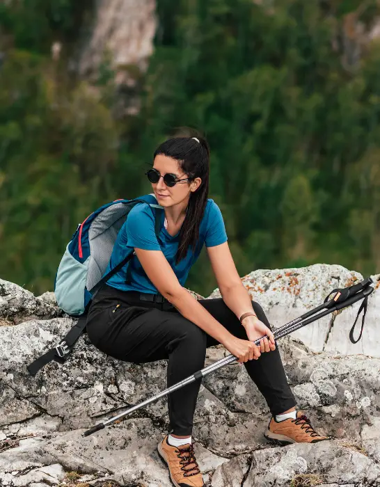 Woman-hiker-with-trekking-poles