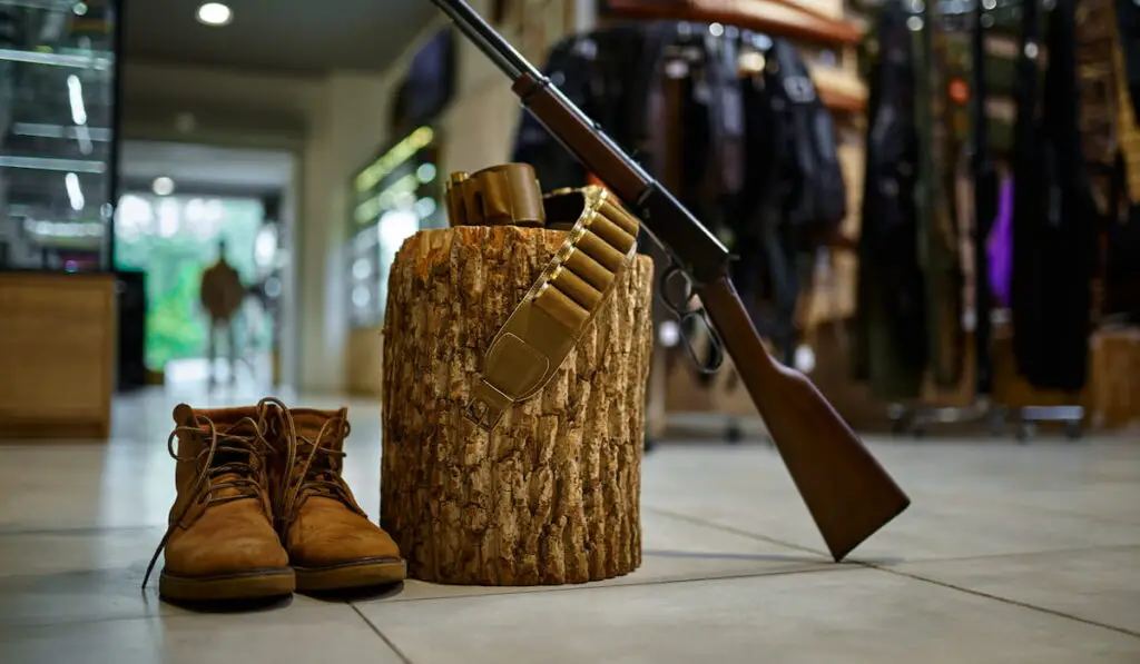 Rifle and hunting boots