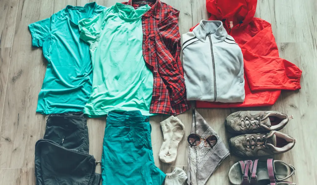 Set necessary clothes for hiking